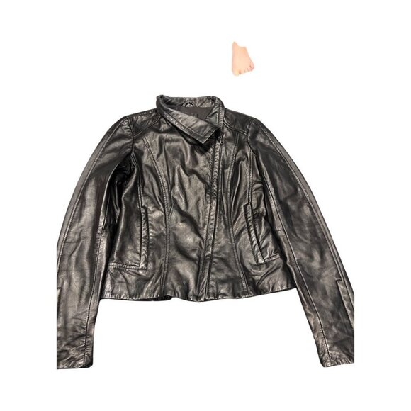 Danier Leather Women's Black Coat Jacket Size XS with Zippered Sleeve and Pocket - Picture 8 of 13